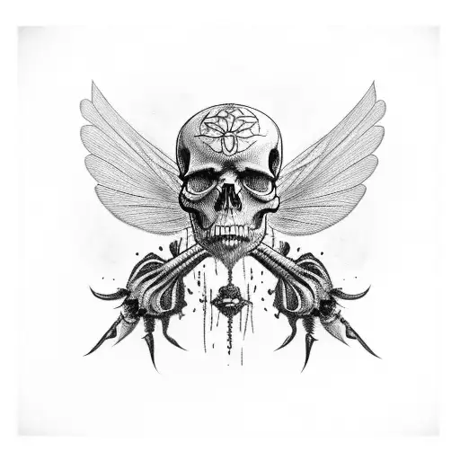Skull With Mothwings And Claws