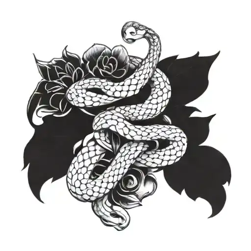 Snake Wrapped In Flowers