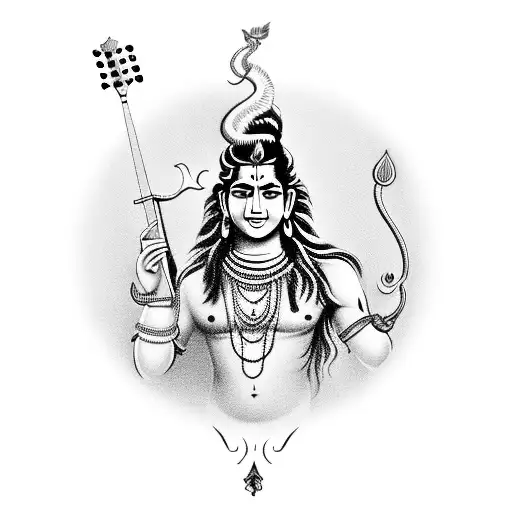Lord Shiva Playing A Guitar