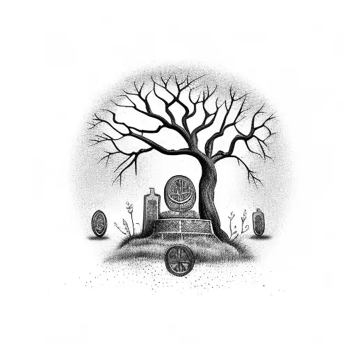 Tree Of Life With Gravestones And A Moin