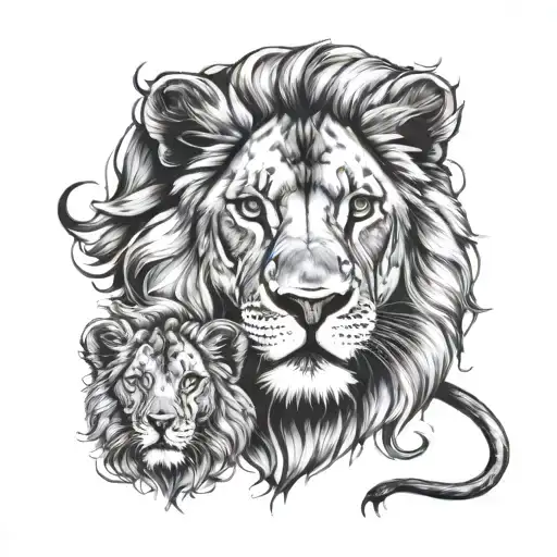 Lion And Cub Faces