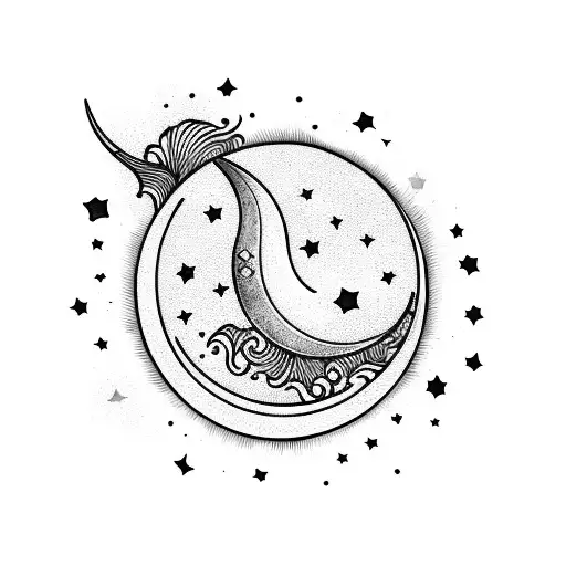 Crescent Moon With Stars