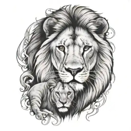 Lion And Cub Faces