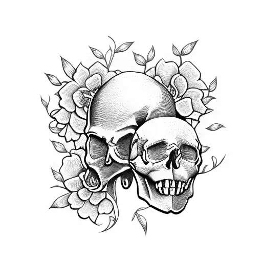 Skull And Flowers