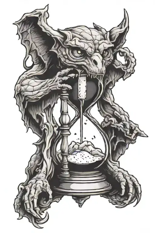 Hourglass With A Gargoyle On Both Sides