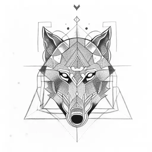 Geometric Wolf And Tree And Viking Family Symbol