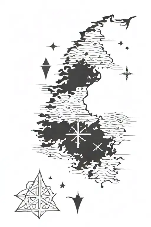 Iceland Runes And Country Outline