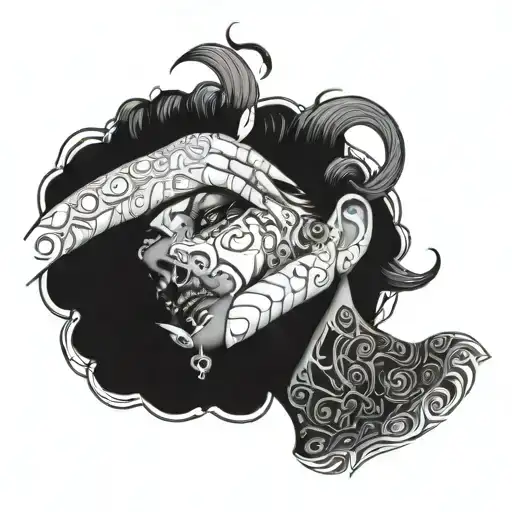 Evil Woman Face With Hand