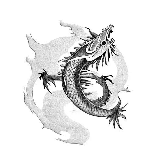 Koi Fish And A Dragon