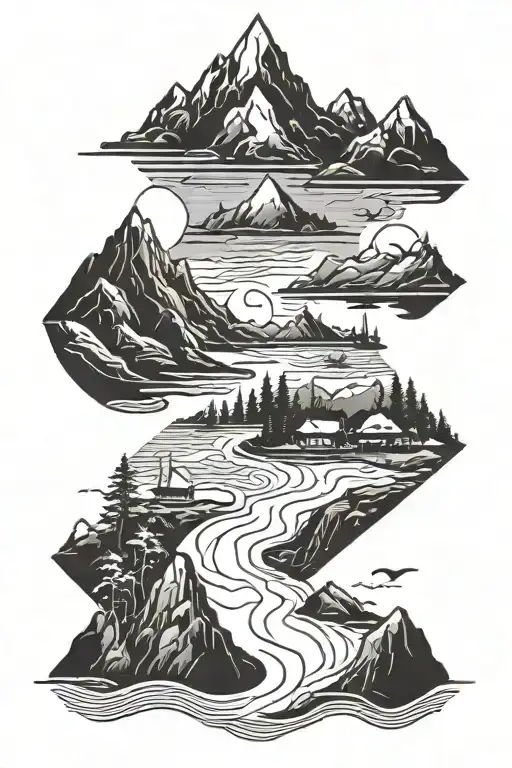 Mountain And Beach Scene