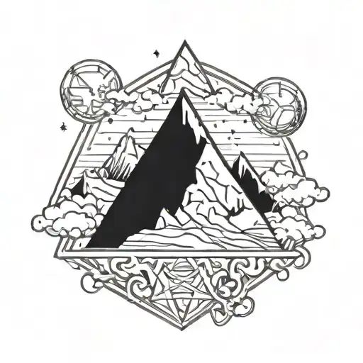 Serotonin And Dopamine Chemical Symbol Surrounded With Mountains