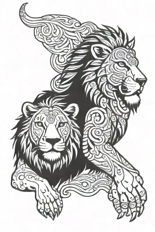 Taino And Lion Wearing