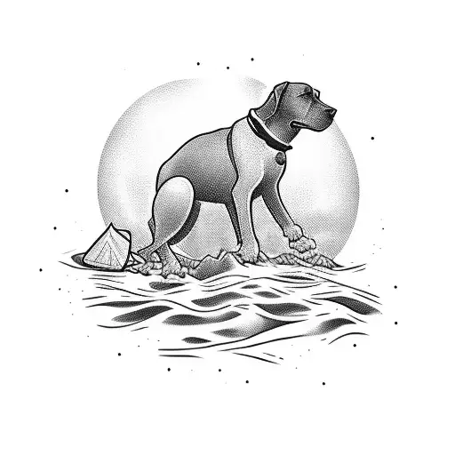 A Silhouette Of A Dog Playing Fetch On The Beach At Sunset