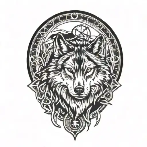 Wolf Pack With Scorpio And Pisces Zodiac Signs Incorporated