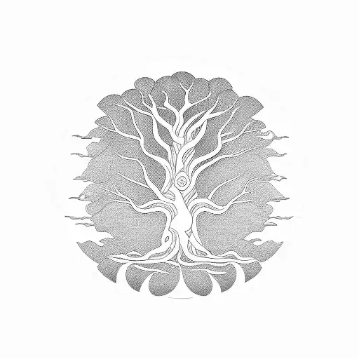 Tree Of Life With Buddha And World