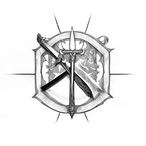 Sword Cross Down Back Spine