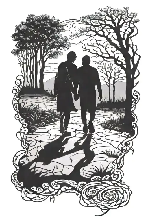 Father Daughter Shadow Walking