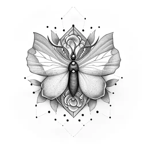 Lunar Moth On Flowers