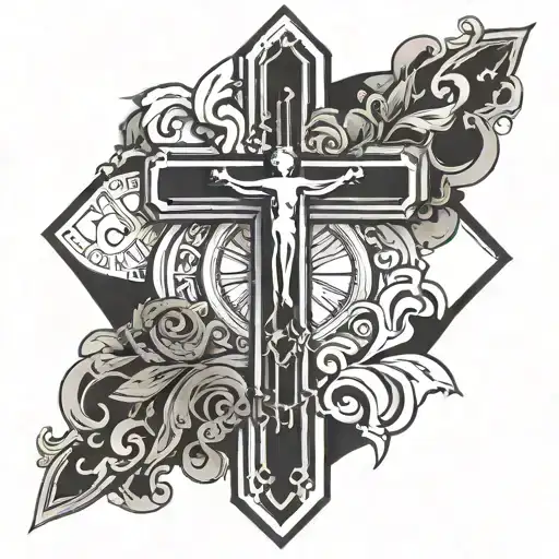 Cross Made With Roman Numerals