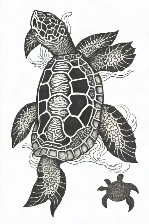 Mauritius And Turtle With The Sea