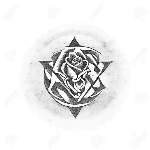 Anarchy Symbol With Black Rose
