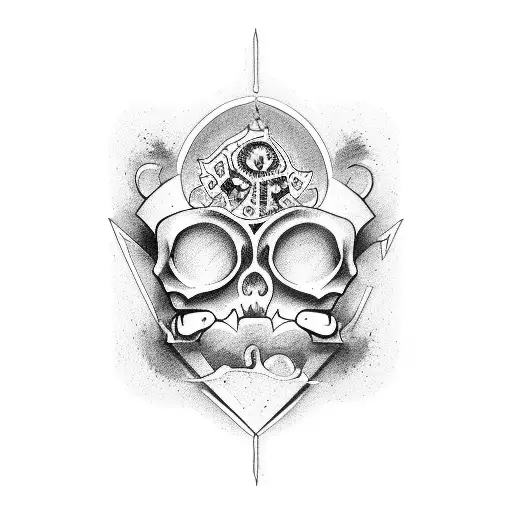 Hourglass With Coordinates On Top And Memento Mori On The Bottom