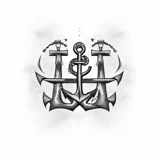 A Guitar Merging With A Ship's Anchor