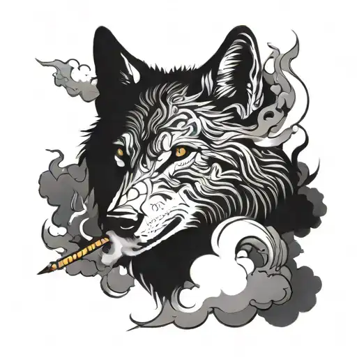 Wolf Smoking Vape Clouds Swirling