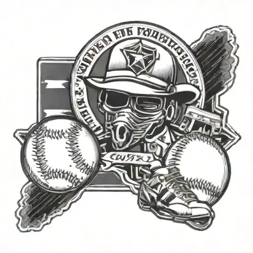 A Border Patrol Badge With A Baseball And Football Incorporated Into The Design