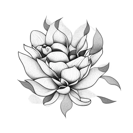 Magnolia Flower With A Black Cat