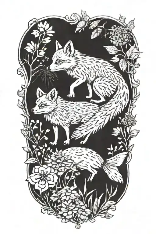 Storybook Illustration Of A Fox And A Bee