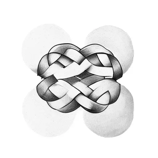 A Minimalist Design Of Three Intertwined Hearts Representing The Client's Three Children And Husband