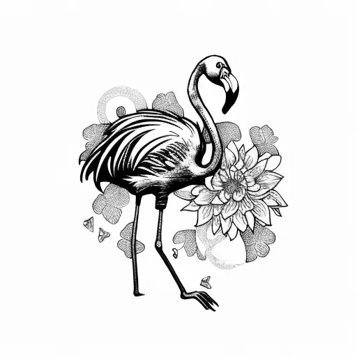 Flamingo With Flowers