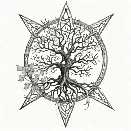 Tree Growing Out Of Pentacle