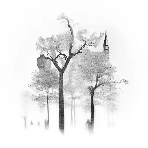 A Hauntingly Beautiful Cityscape Of Atlanta With Ghostly Figures Roaming The Streets