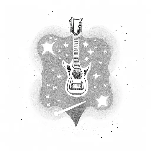 A Cosmic Guitar Floating In Space Surrounded By Stars