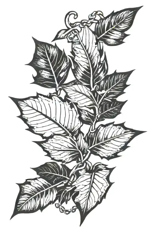 Leaf Linked With A Chain To Arrow Like A Zig Zag