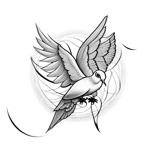 A Realistic Dove With Fancy Calligraphy Prb And A Heart And Roes