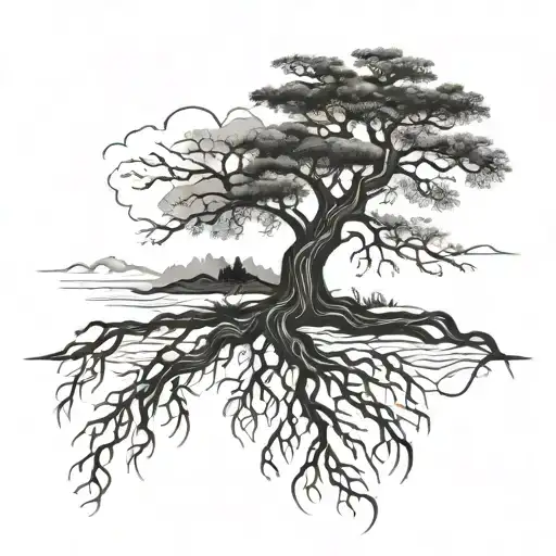 A Tree With Deep Roots Standing Tall In The Midst Of A Storm