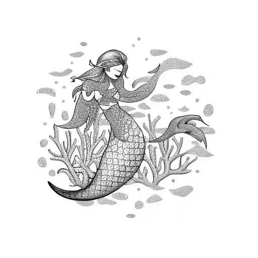 A Graceful Mermaid Swimming Through A Field Of Colorful Coral Reefs