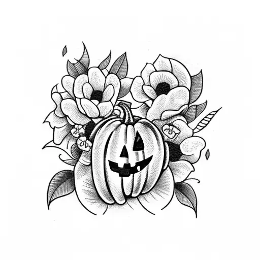 Halloween Pumpkin With Flowers