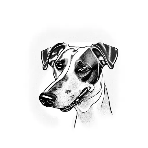 A Realistic Blackwork Tattoo Of A Loyal Dog With A Beer Bottle In Its Mouth