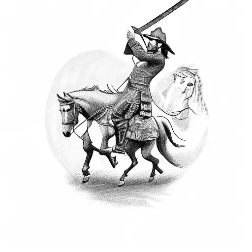 Gaucho Riding A Horse With A Sword In Hand