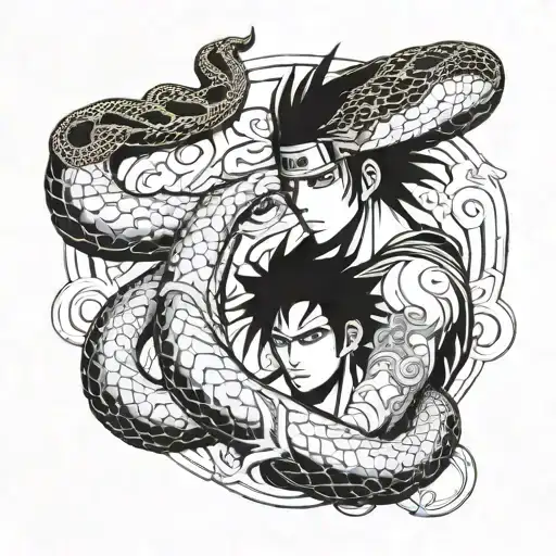 Sasuke With Snake Around Him