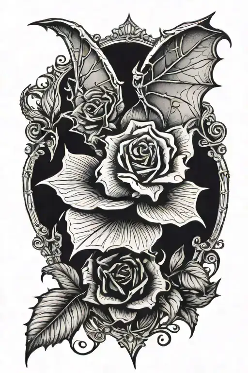 Gothhic Bat With A Rose