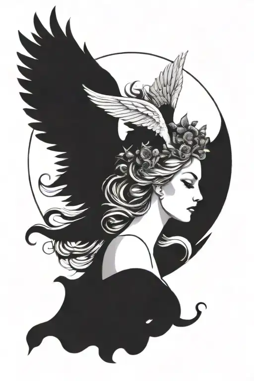 Freya Bust Goddess With Full Moon And Angel Wings