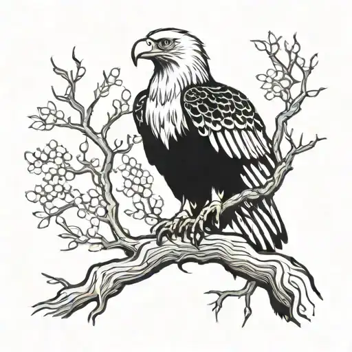 Tree With A Eagle On A Branch