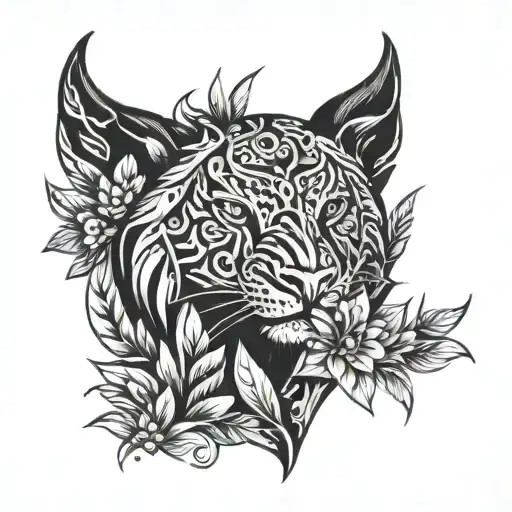 A Stylized Asante Sana Symbol Surrounded By Intricate Nature Elements