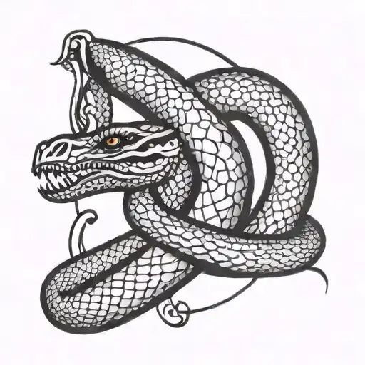 Crescent Moon With Snake