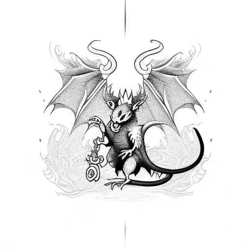 Rat Shaped Dragon With Angelic Wings